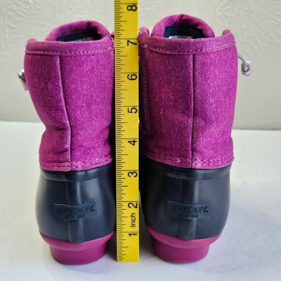 Sperry Rain Booties Size 6 Pink Blue Waterproof Rubber Outdoor Lace Up Duck Boot - Picture 4 of 11